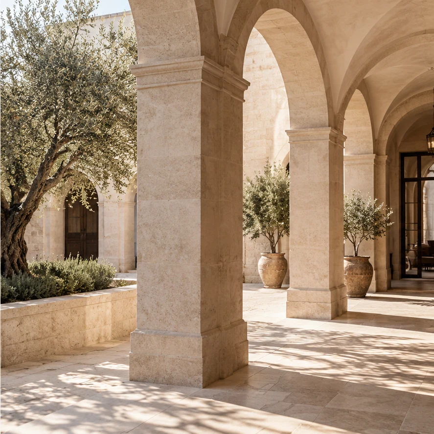 Imagen conceptual de arquitectura mediterránea con luz natural